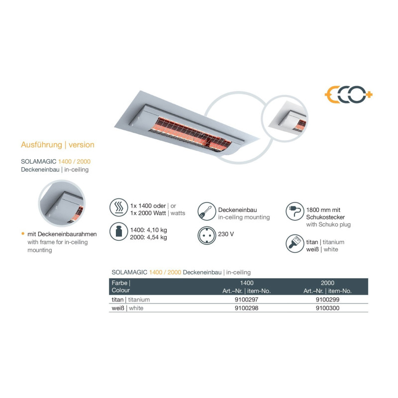 SENFAECO CALEFACTOR INFRARROJOS SOLAMAGIC 1400 /2000 W TECHO - imagen 4